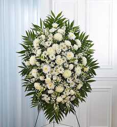 White Funeral Standing Spray Flower Power, Florist Davenport FL